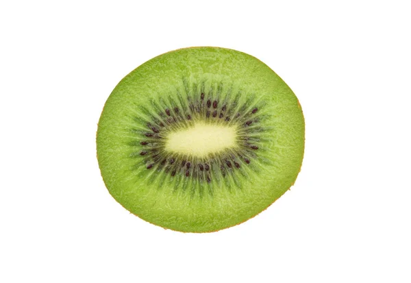 Halv Mogen Kiwi Frukt Isolerad Vit Bakgrund Med Klippning Väg — Stockfoto