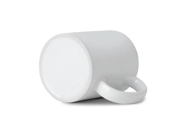 Biały Kubek Mockup Kubek Dla Projektu Izolowane Białym Tle Ścieżką — Zdjęcie stockowe