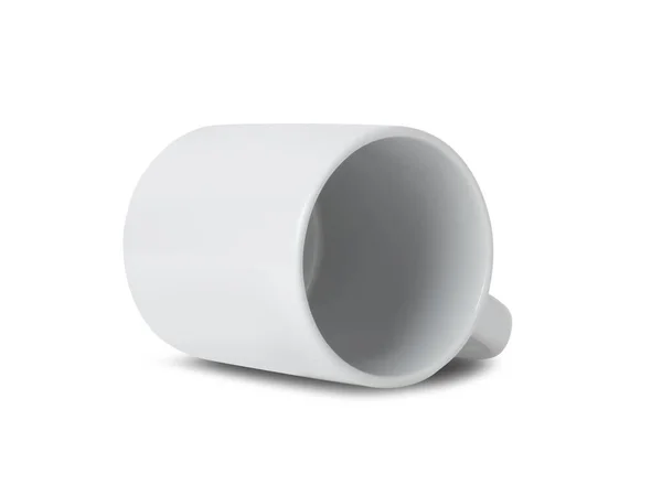 白色杯子造型为您的设计隔离在白色背景与裁剪路径 — 图库照片