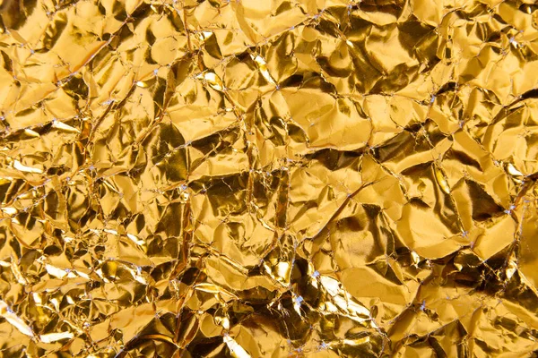Gold Zerknitterte Folie Papier Textur Hintergrund — Stockfoto