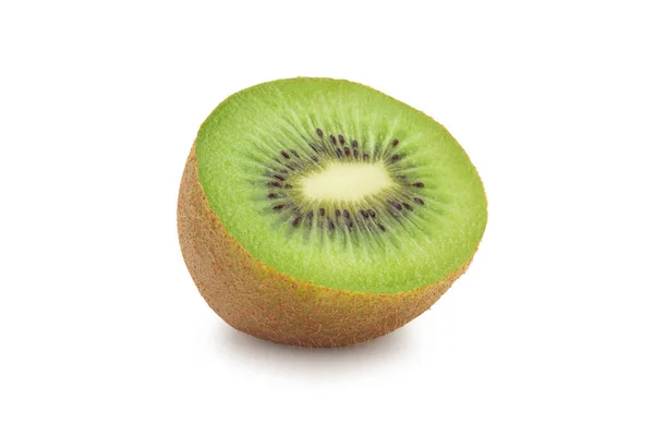 Halv Mogen Kiwi Frukt Isolerad Vit Bakgrund Med Klippning Väg — Stockfoto