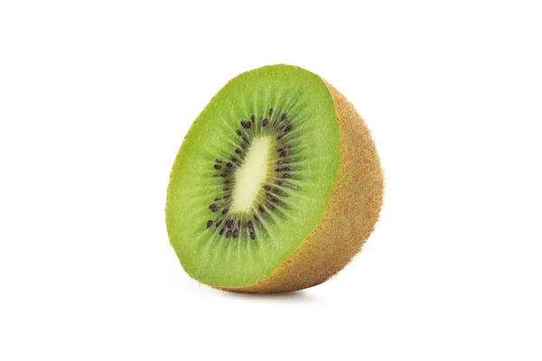 Halv Mogen Kiwi Frukt Isolerad Vit Bakgrund Med Klippning Väg — Stockfoto