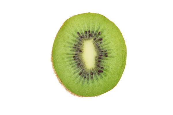 Halv Mogen Kiwi Frukt Isolerad Vit Bakgrund Med Klippning Väg — Stockfoto