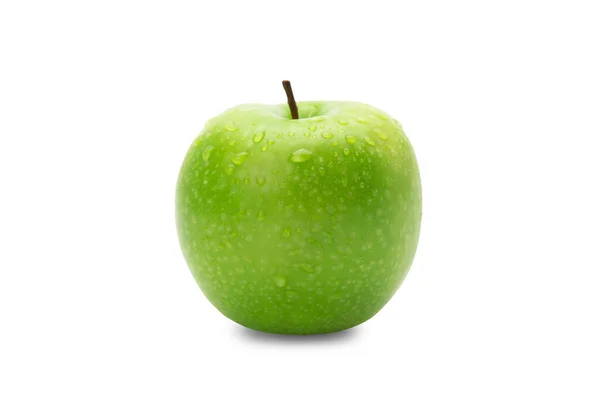 Rijp Hele Groene Appels Geïsoleerd Witte Achtergrond Met Clipping Pad — Stockfoto