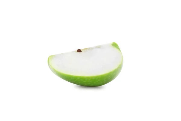 Skiva Grönt Äpple Isolerad Vit Bakgrund Med Klippning Väg — Stockfoto
