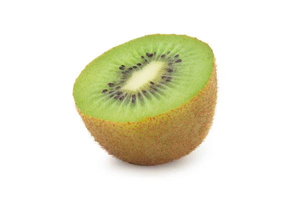 Halv Mogen Kiwi Frukt Isolerad Vit Bakgrund Med Klippning Väg — Stockfoto