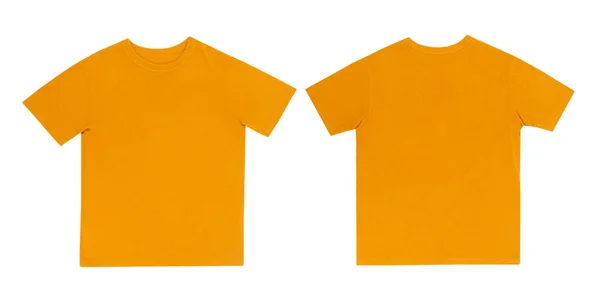 Gul Shirts Fram Och Bak Användning För Design Isolerad Vit — Stockfoto