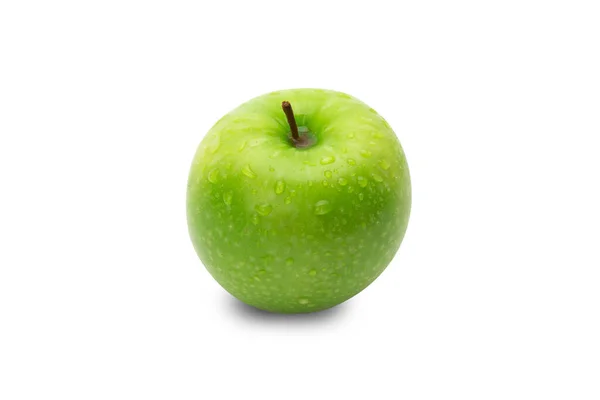 Зрізати Цілі Зелені Яблука Ізольовані Білому Тлі Відсічним Контуром — стокове фото