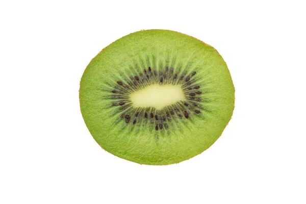 Fruta Kiwi Meia Madura Isolada Fundo Branco Com Caminho Recorte — Fotografia de Stock