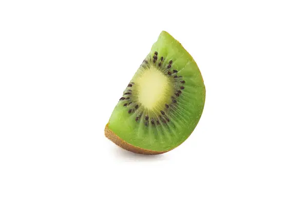 Skiva Mogen Kiwi Frukt Isolerad Vit Bakgrund Med Klippning Väg — Stockfoto