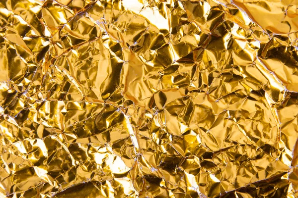 Gold Zerknitterte Folie Papier Textur Hintergrund — Stockfoto