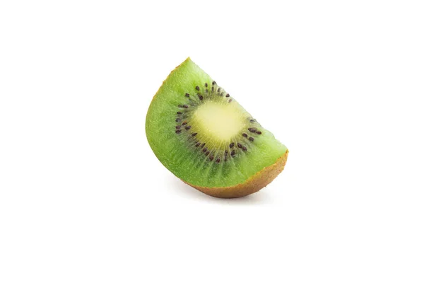 Felie Coapte Kiwi Fructe Izolate Fundal Alb Cale Tăiere — Fotografie, imagine de stoc