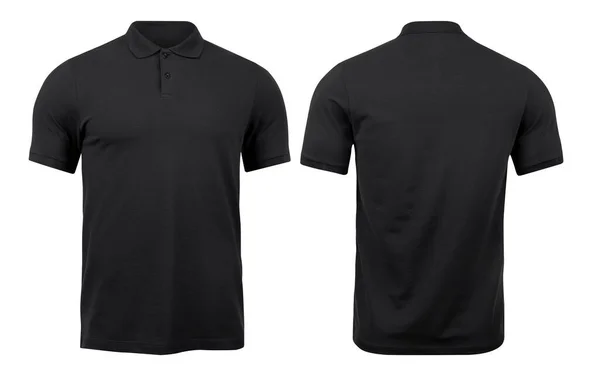 Camisas Pólo Preto Mockup Frente Verso Usado Como Modelo Design — Fotografia de Stock