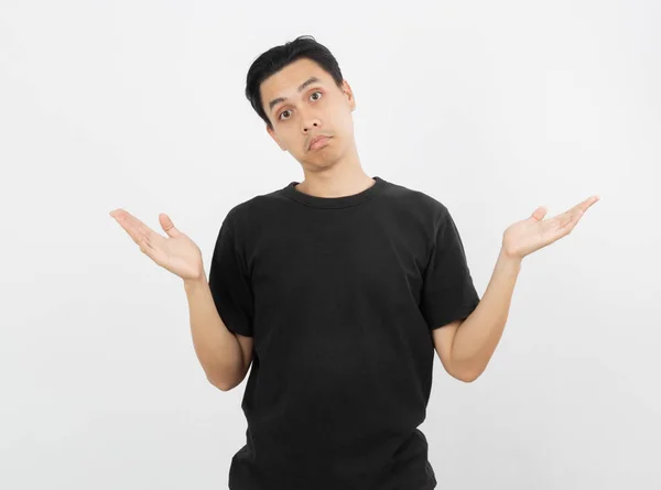 Young Handsome Asian Man Making Doubts Gesture Isolated White Background — Stock Photo, Image