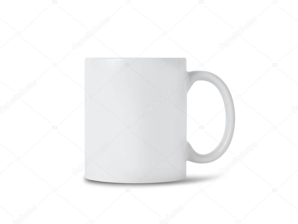 White mug cup mockup for your design isolated on white background with clipping path.