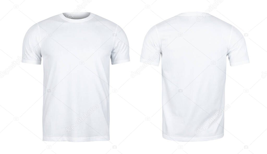 White T-shirts mockup front and back used as design template.