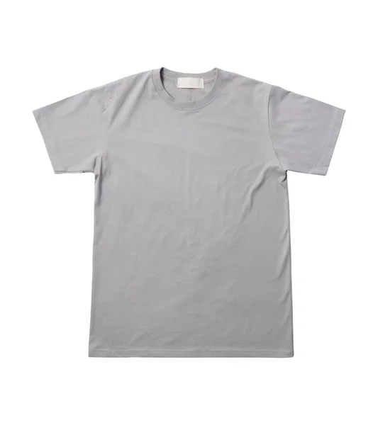 Prázdné Šedé Tričko Izolované Bílém Pozadí Oříznutou Dráhou Modelová Šablona — Stock fotografie