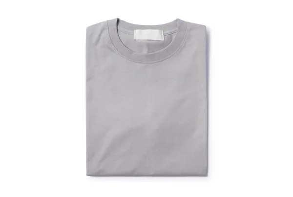 Cinza Dobrado Shirt Isolado Fundo Branco Com Caminho Recorte — Fotografia de Stock