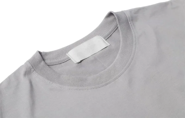 Etiqueta Blanco Camiseta Gris Para Diseño Aislado Sobre Fondo Blanco — Foto de Stock