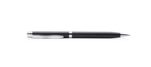 Czarny Metalowy Długopis Izolowany Białym Tle Ścieżką Wycinania — Zdjęcie stockowe