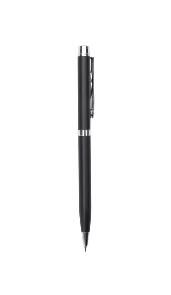 Zwarte Metalen Pen Geïsoleerd Witte Achtergrond Met Knippad — Stockfoto