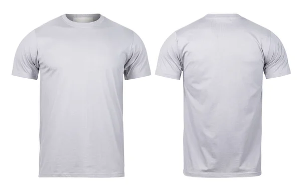 Cinza Shirt Frente Traseira Vista Mock Isolado Fundo Branco Com — Fotografia de Stock