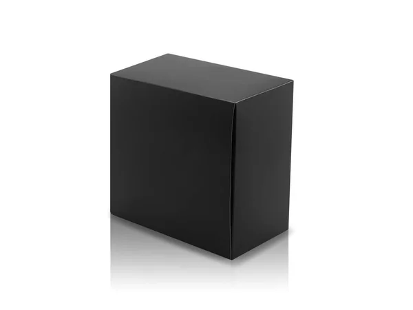 Black Box Produkt Förpackning Sidovy Isolerad Vit Bakgrund Med Klippbana — Stockfoto