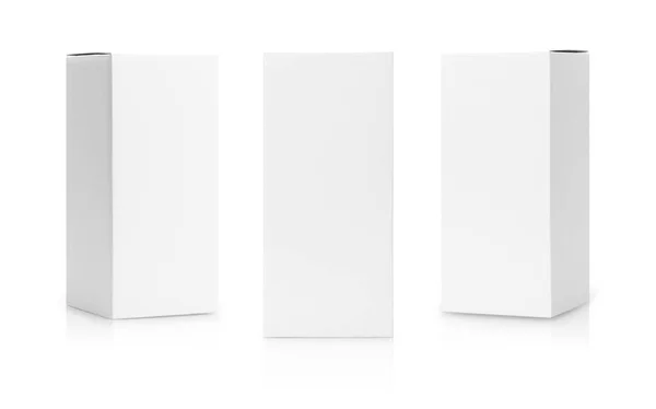 Set White Box Tall Shape Product Packaging Side View Front — Stock Photo, Image