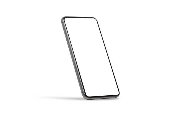Black mobile smartphone mockup with blank screen isolated on white background with clipping path, Can use mock-up for your application or website design project.