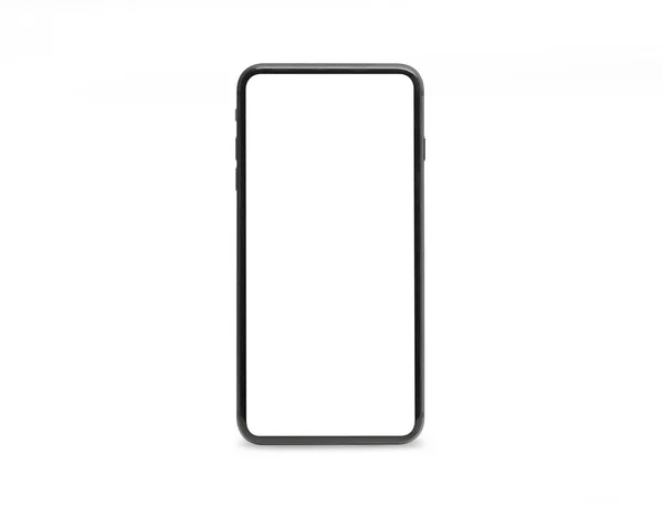 Mockup Smartphone Móvel Preto Com Tela Branco Isolada Fundo Branco — Fotografia de Stock