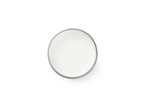 Glass Milk Isolated White Background Clipping Path Flat Lay Topview — Stock Photo, Image