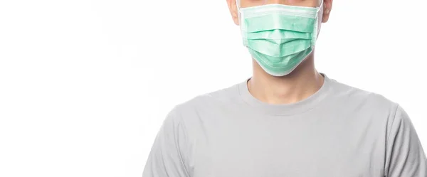 Ung Man Bär Hygienisk Mask För Att Förebygga Infektion 2019 — Stockfoto