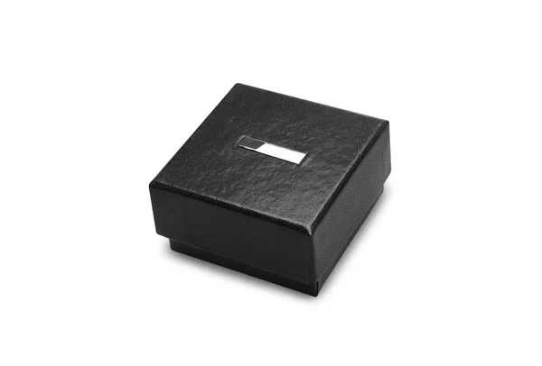 黑色礼品盒造型 白色背景与剪贴路径隔离 — 图库照片