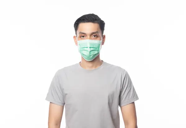 Enfeksiyonu Önlemek Için Hijyenik Maske Takan Genç Asyalı Adam 2019 — Stok fotoğraf