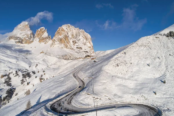 Καμπυλωτός Δρόμος Στις Ιταλικές Άλπεις Στο Νότιο Τιρόλο Κατά Διάρκεια — Φωτογραφία Αρχείου