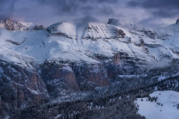 Sunrise over snow covered Alps in South Tyrol, Italy - Deep snow and blue sky