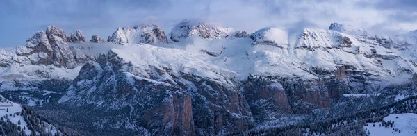 Güney Tyrol Talya Alpler Üzerinde Gün Doğumu Derin Kar Mavi — Stok fotoğraf