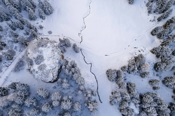 Route Courbe Dans Les Alpes Italiennes Tyrol Sud Hiver Journée — Photo