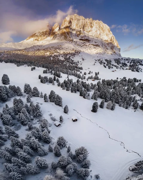 Κορυφές Δολομίτη Στην Ιταλία Νότιο Τιρόλο Ανατολή Φως Κατά Διάρκεια — Φωτογραφία Αρχείου