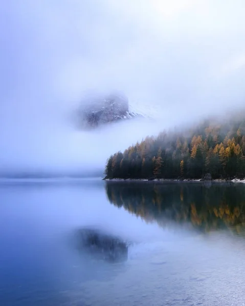 Dolomites Reflection Water Lago Braies South Tyrol Italy — Stock Photo, Image