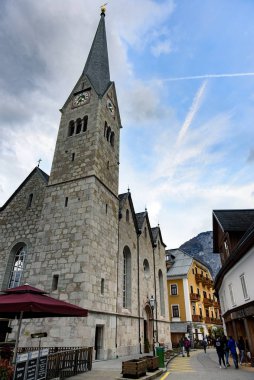 Hallstatt, Avusturya - Novemberr 03, 2019: Hallstatt köyü