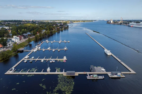 Flygfoto Flera Yachter Och Båtar Hamnen — Stockfoto