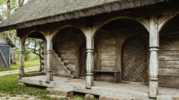 Старі Традиційні Старовинні Дерев Яні Будівлі Селі — стокове фото