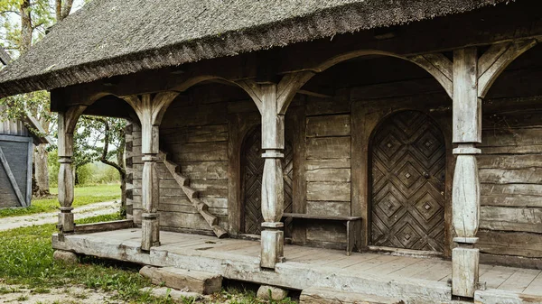 Vecchi Edifici Tradizionali Legno Vintage Nel Villaggio — Foto Stock