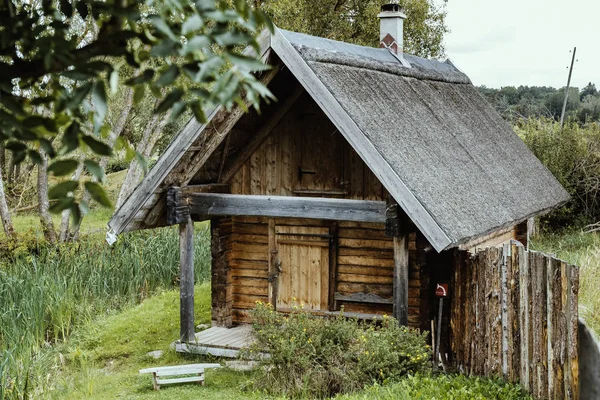 Oude Traditionele Houten Sauna Het Dorp — Stockfoto