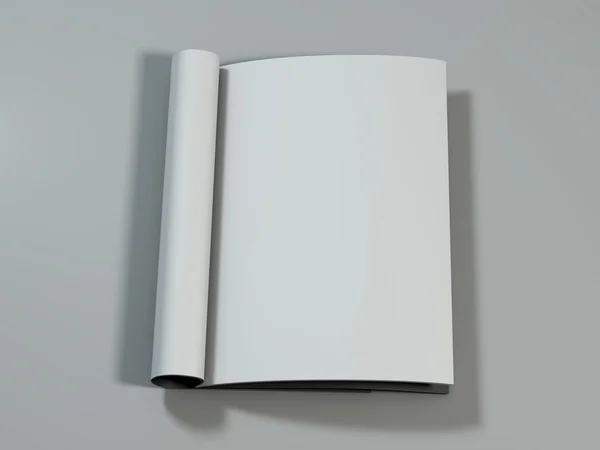 Offenes Magazin mit leeren Seiten. 3D-Darstellung. — Stockfoto