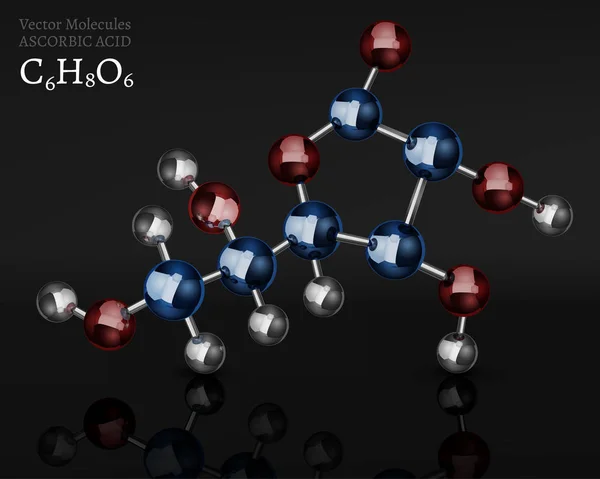 Ácido ascórbico Molécula 01 A — Archivo Imágenes Vectoriales