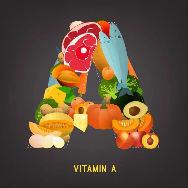 Az élelmiszer vitamin-A — Stock Vector