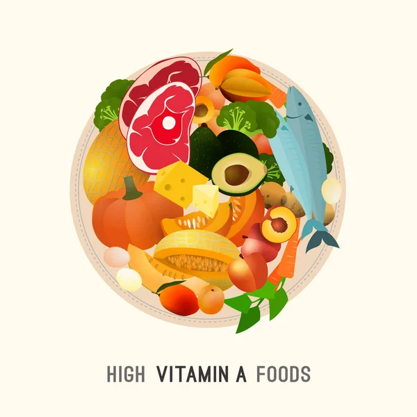 A vitamini yiyecek — Stok Vektör