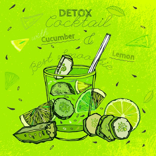 Lemon Cucamber Smoothie - Stok Vektor